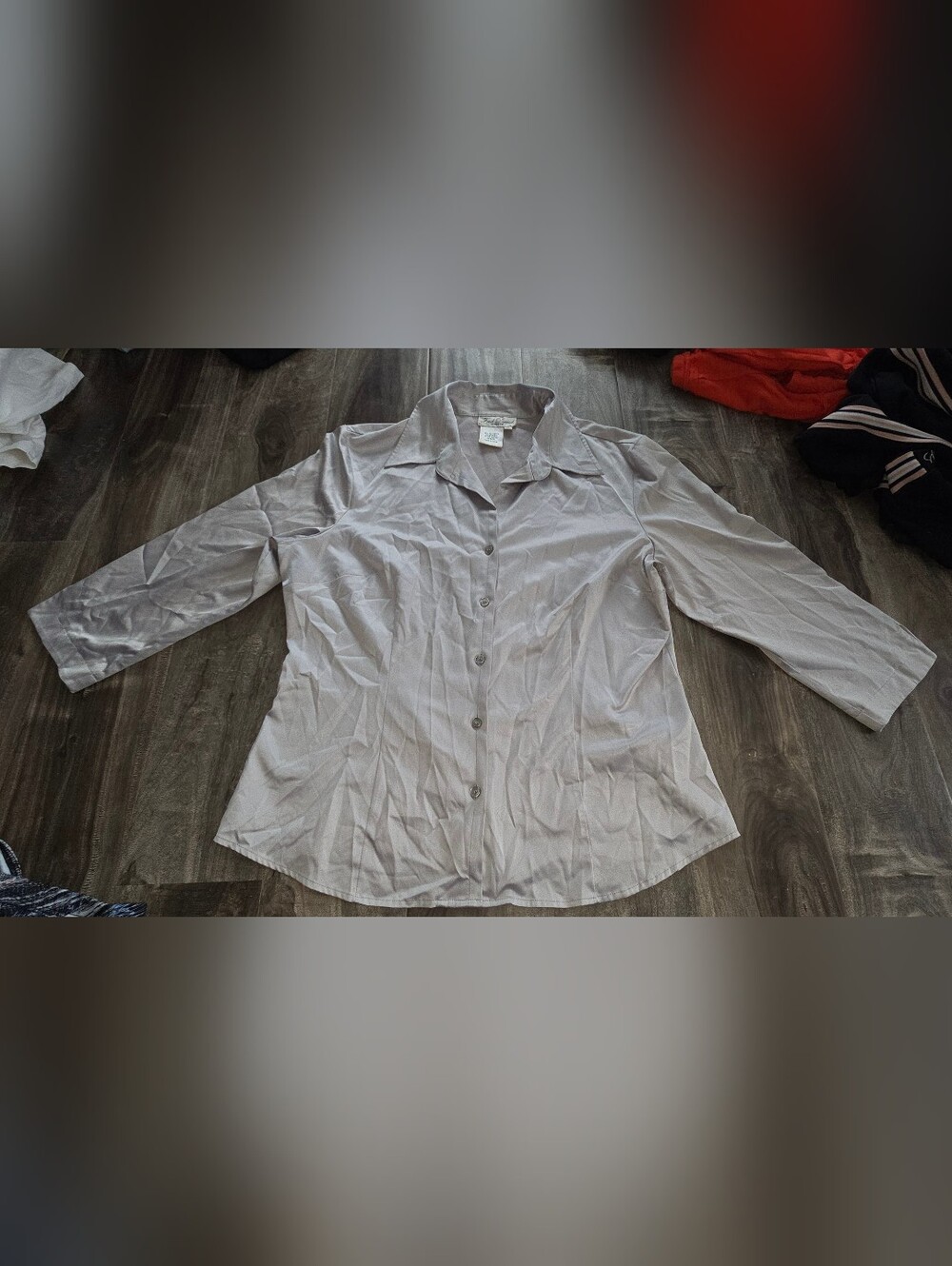 Fred David Light Gray Button-Down Blouse